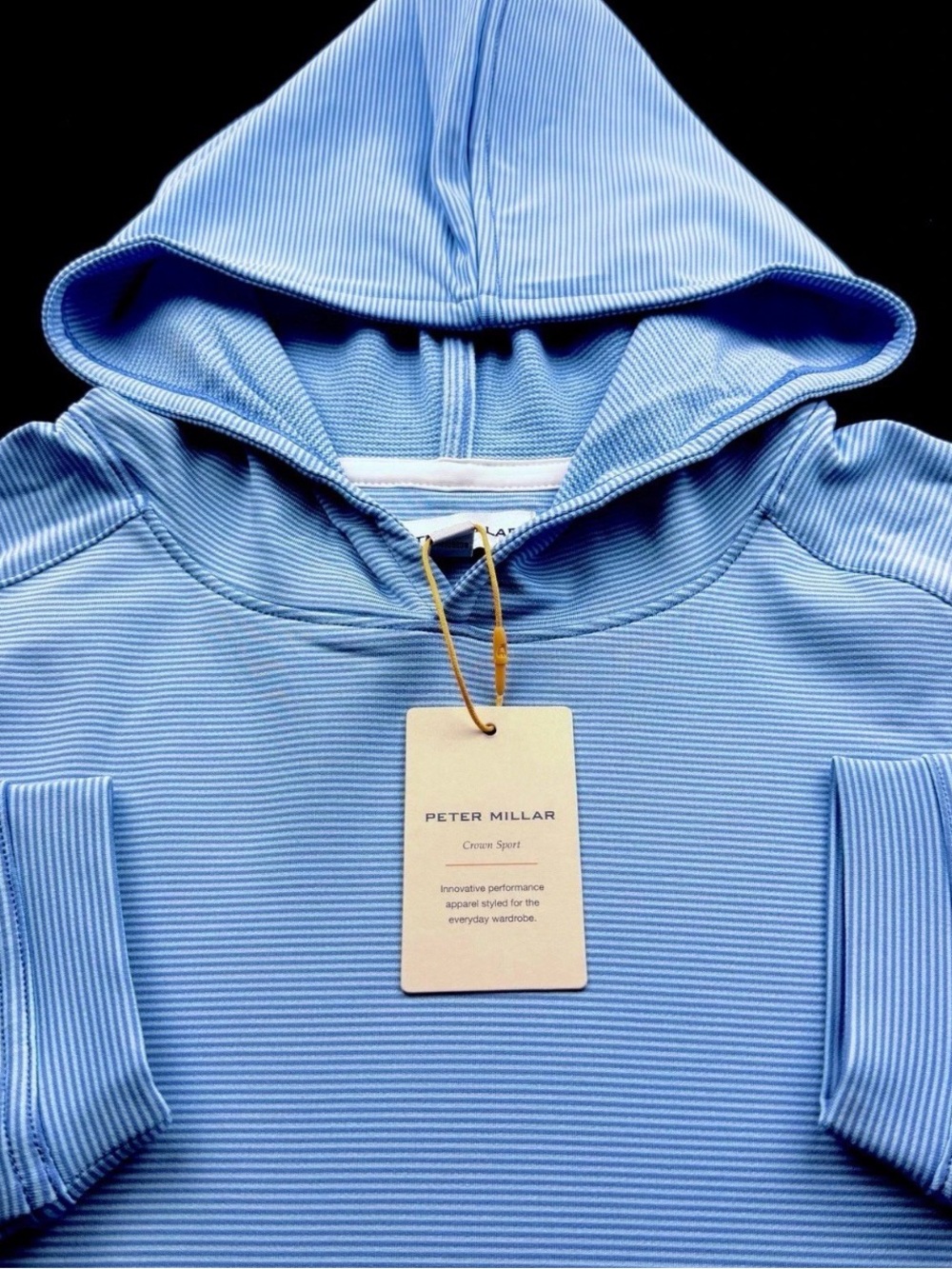 Peter Millar Crown Sport Pine Performance Stretch Stripe Golf Hoodie Pullover L